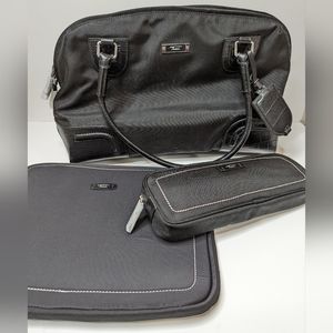 Tumi Key Zip Satchel With Laptop Sleeve and Cord Caddy Pouch